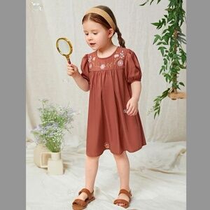 SHEIN Floral Embroidery Puff Sleeve Dress 6